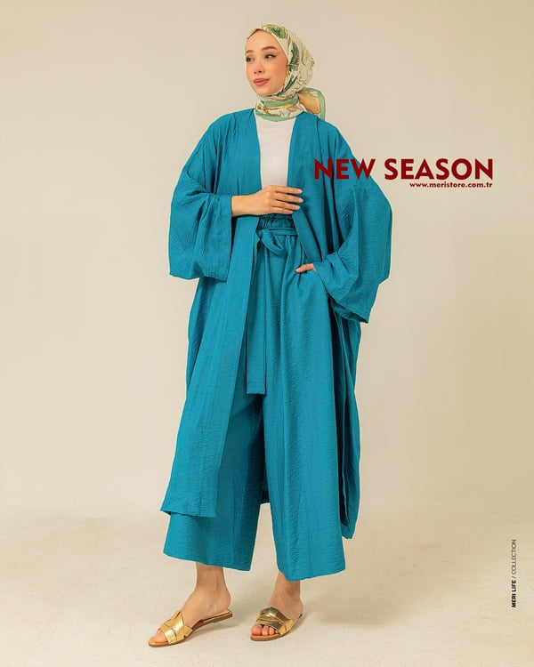 Oversize Kap Pantolon Turkuaz Takım