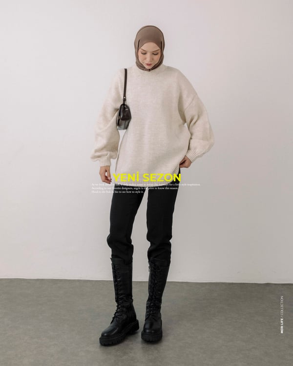 Oversize Krem Triko Kazak