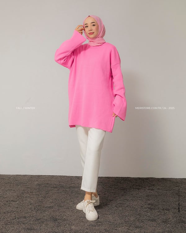 Oversize Pembe Triko Tunik