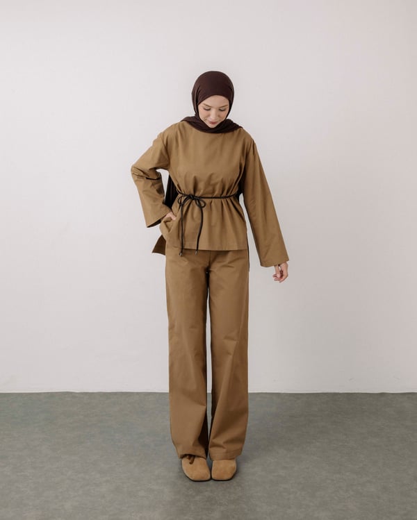 Pantolonlu Gabardin Camel Takım