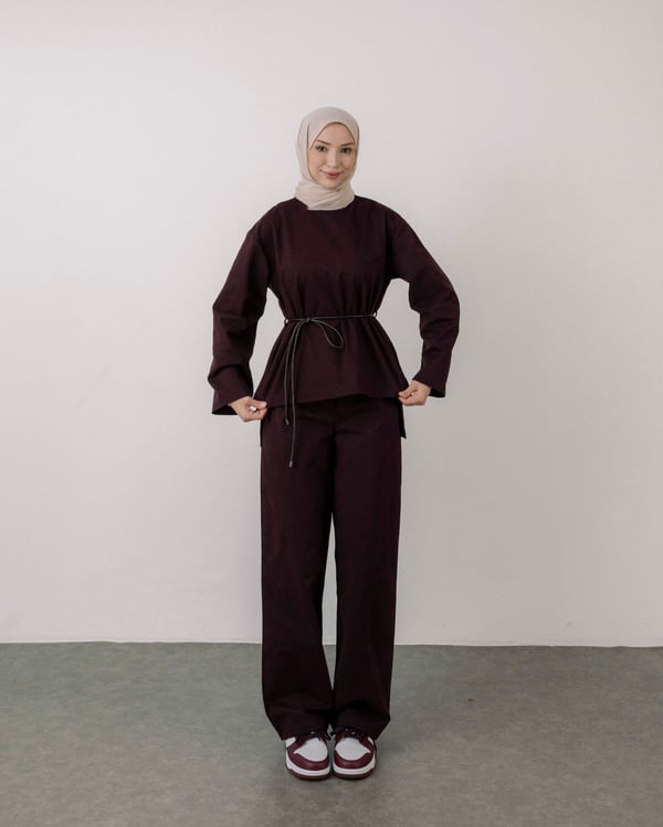 Pantolonlu Gabardin Mürdüm Takım
