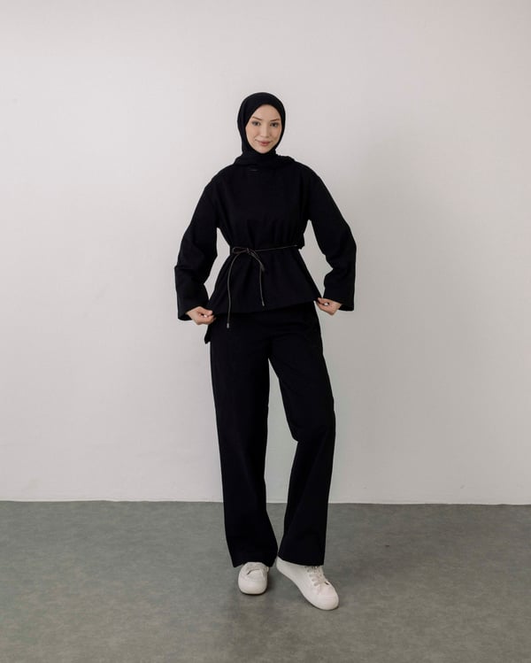 Pantolonlu Gabardin Siyah Takım