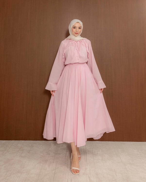 Rosalinda Fırfır Detaylı Pembe Takım