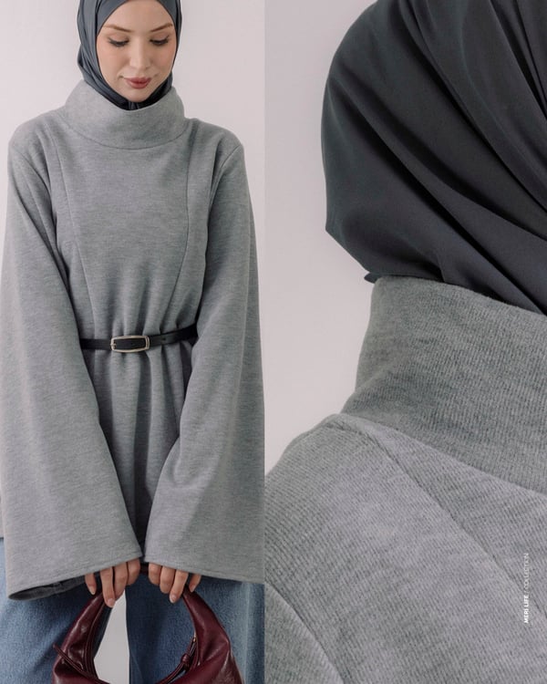Serez Kemerli Gri Tunik