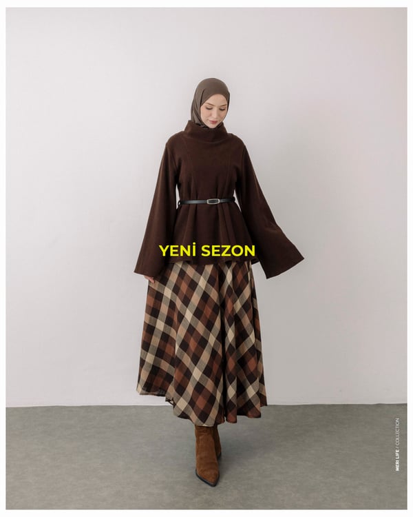 Serez Kemerli Kahve Tunik