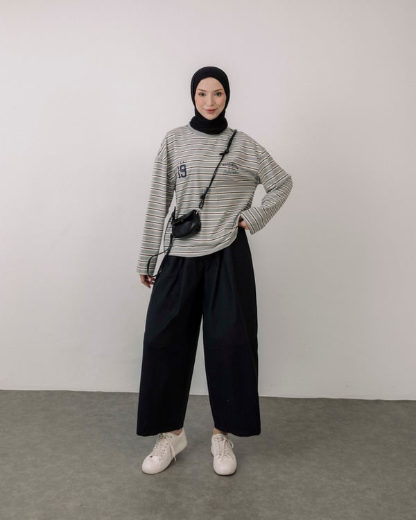 Şeritli Gri Sweat
