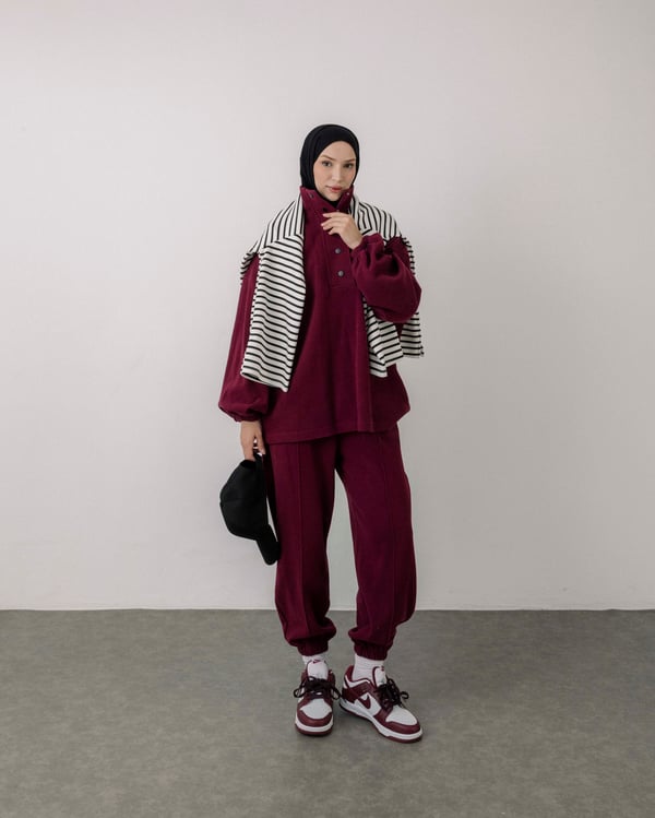Sweat Pantolon Bordo Takım
