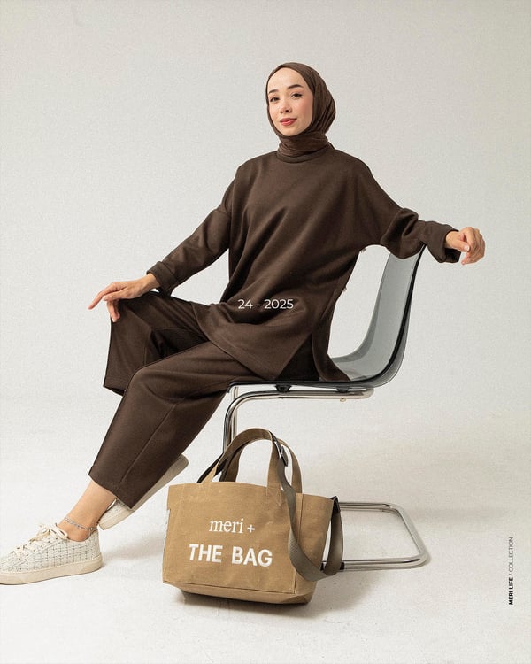 Sweat Pantolon Kahve Basic Takım