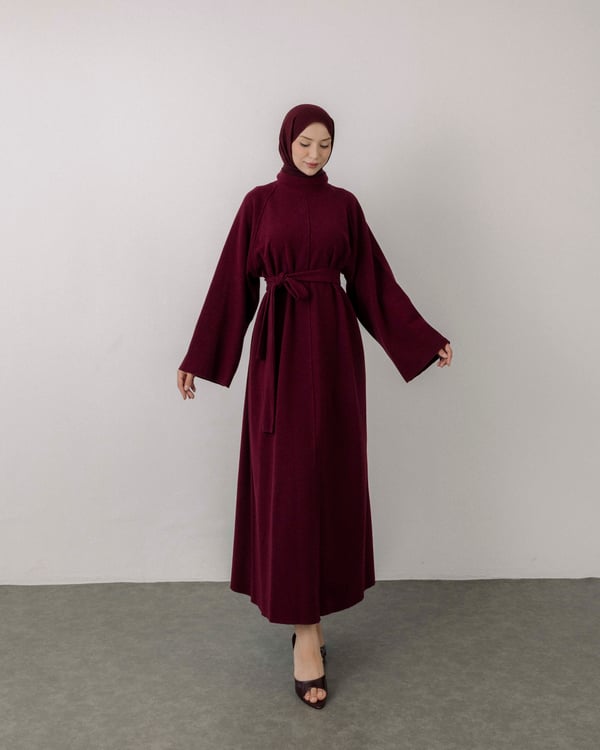 Talin Oversize Bordo Elbise