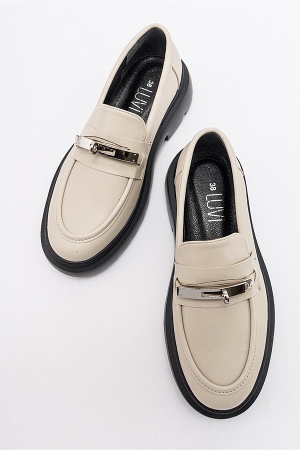 222-23029-1-BEJ CILTBORN Bej Cilt Kadın Loafer