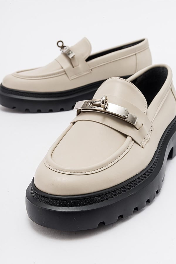 222-23029-1-BEJ CILTBORN Bej Cilt Kadın Loafer