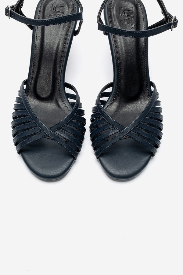 113-2242-6-LACIVERT CILTDANICA Lacivert Cilt İnce Bantlı Kadın Topuklu Ayakkabı