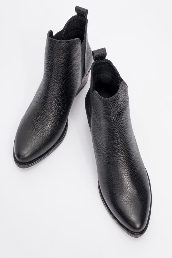 171-300-1-SIYAH FLOTERDOVENA Siyah Floter Hakiki Deri Lastikli Kadın Topuklu Bot