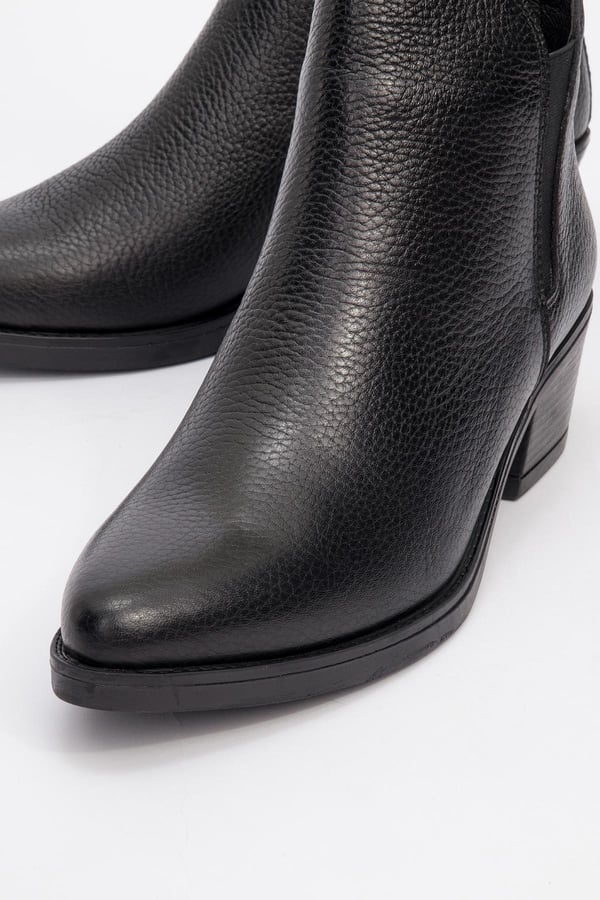 171-300-1-SIYAH FLOTERDOVENA Siyah Floter Hakiki Deri Lastikli Kadın Topuklu Bot