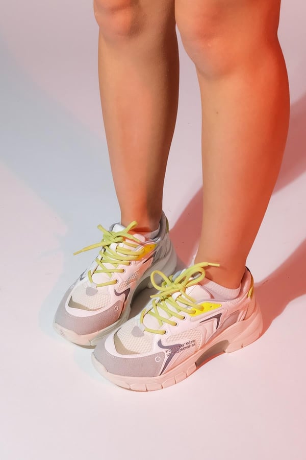 98-51166-3-BUZ/YESIL MULTIDUJA Buz Yeşil Multi Fileli Kadın Kalın Taban Spor Sneakers