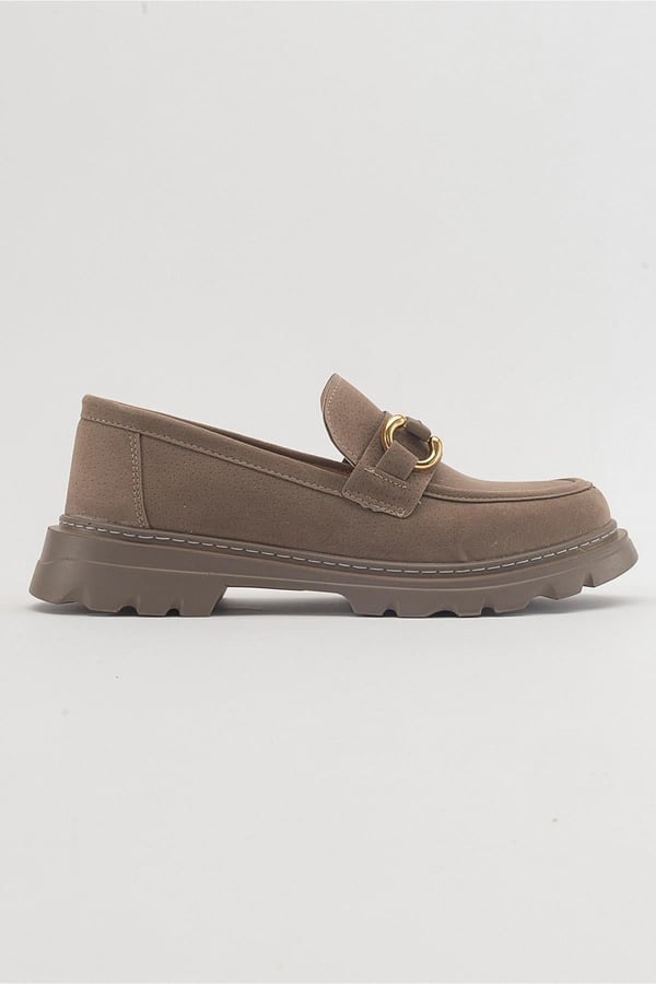 46-271-3-KOYU BEJ SUETFRAS Koyu Bej Süet Kadın Loafer