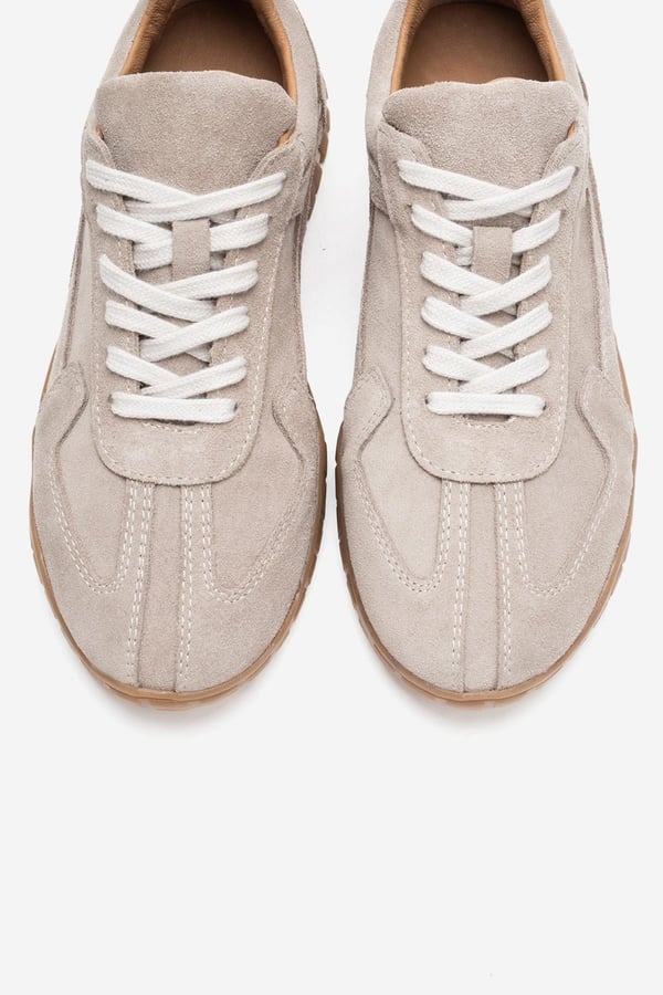 210-55102-4-BEJ SUETLARS Bej Süet Hakiki Deri Kadın Günlük Sneaker