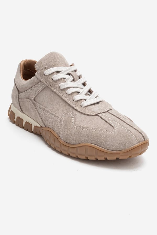 210-55102-4-BEJ SUETLARS Bej Süet Hakiki Deri Kadın Günlük Sneaker
