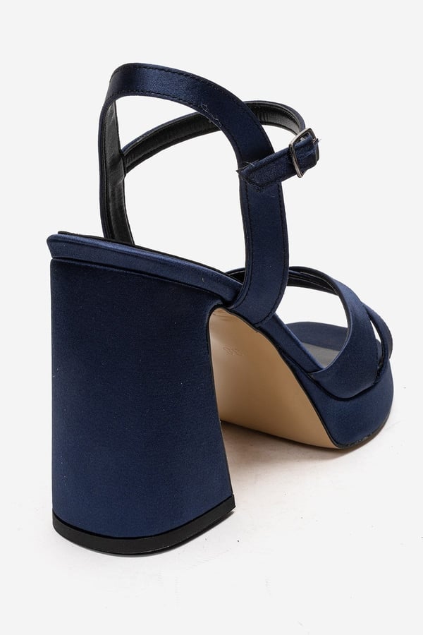 168-210-26-LACIVERT SATENLELLO Lacivert Saten Kadın Platform Topuklu Ayakkabı
