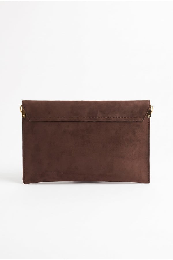 202-25-12-KAHVERENGI SUETMAORI Kahverengi Süet Kadın Clutch Çanta