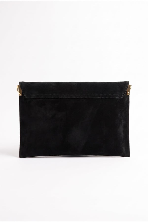202-25-14-SIYAH SUETMAORI Siyah Süet Kadın Clutch Çanta