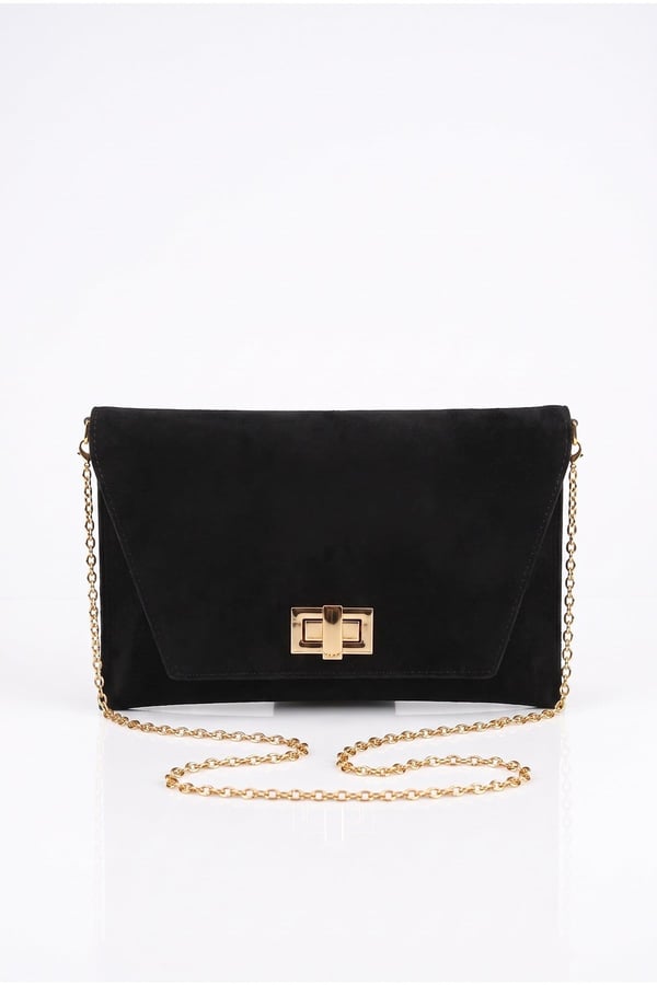 202-25-14-SIYAH SUETMAORI Siyah Süet Kadın Clutch Çanta