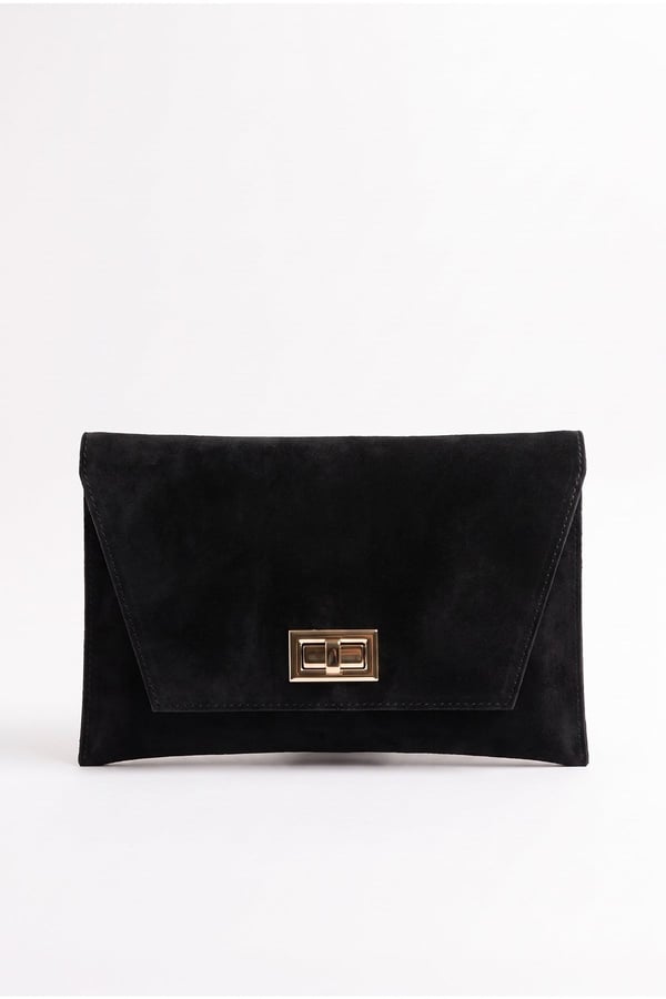 202-25-14-SIYAH SUETMAORI Siyah Süet Kadın Clutch Çanta
