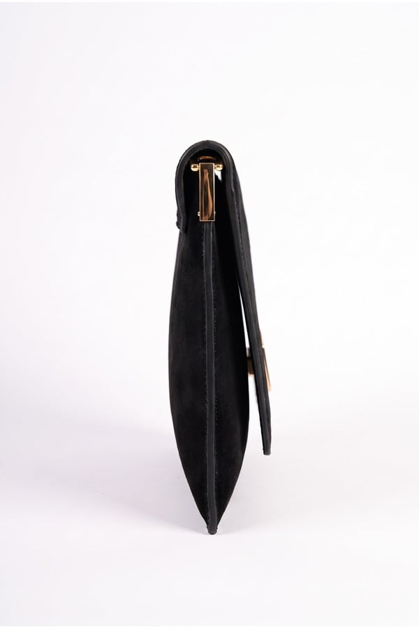 202-25-14-SIYAH SUETMAORI Siyah Süet Kadın Clutch Çanta