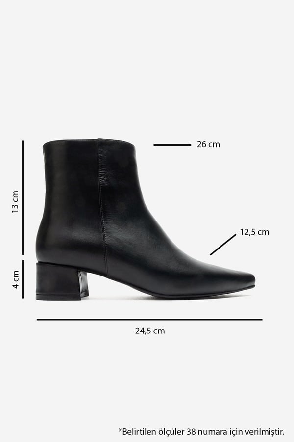 79-12-8-SIYAH CILTMAROBY Siyah Cilt Hakiki Deri Kadın Kalın Topuklu Bot