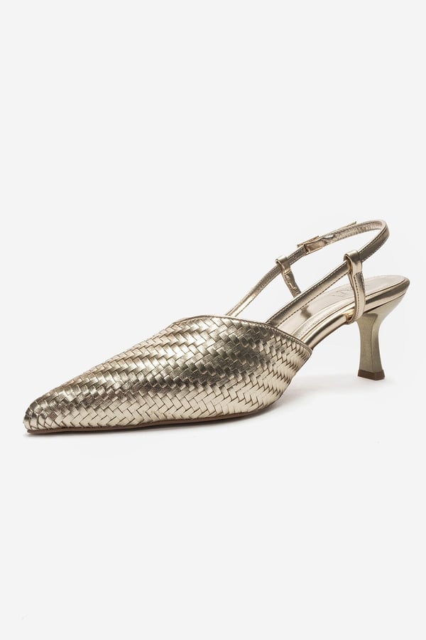 113-3548-4-ALTIN ORGUMAVERO Altın Örgü Kadın Topuklu Ayakkabı