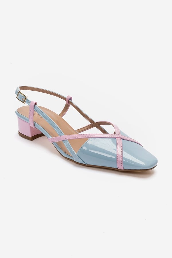 79-538-5-MAVI/PEMBE RUGANOLENA Mavi Pembe Rugan Kadın Topuklu Sandalet