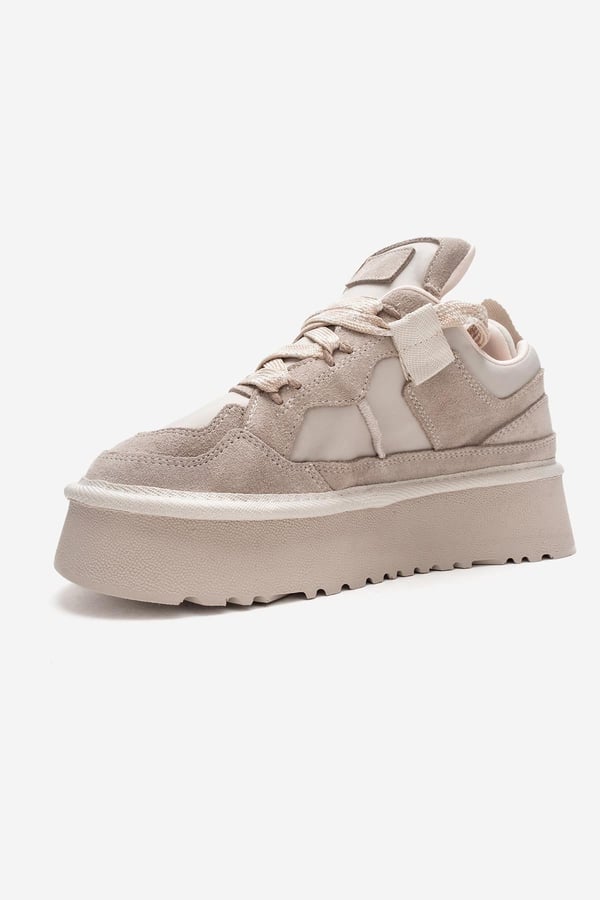 210-3001-2-BEJ SUETRAVEN Bej Süet Hakiki Deri Kadın Platform Sneaker