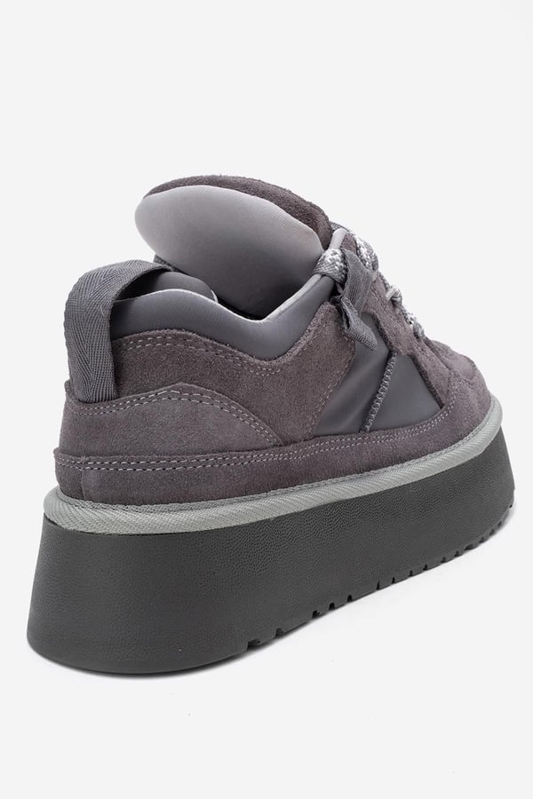 210-3001-1-GRI SUETRAVEN Gri Süet Hakiki Deri Kadın Platform Sneaker