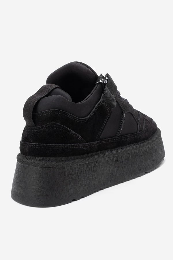 210-3001-4-SIYAH SUETRAVEN Siyah Süet Hakiki Deri Kadın Platform Sneaker