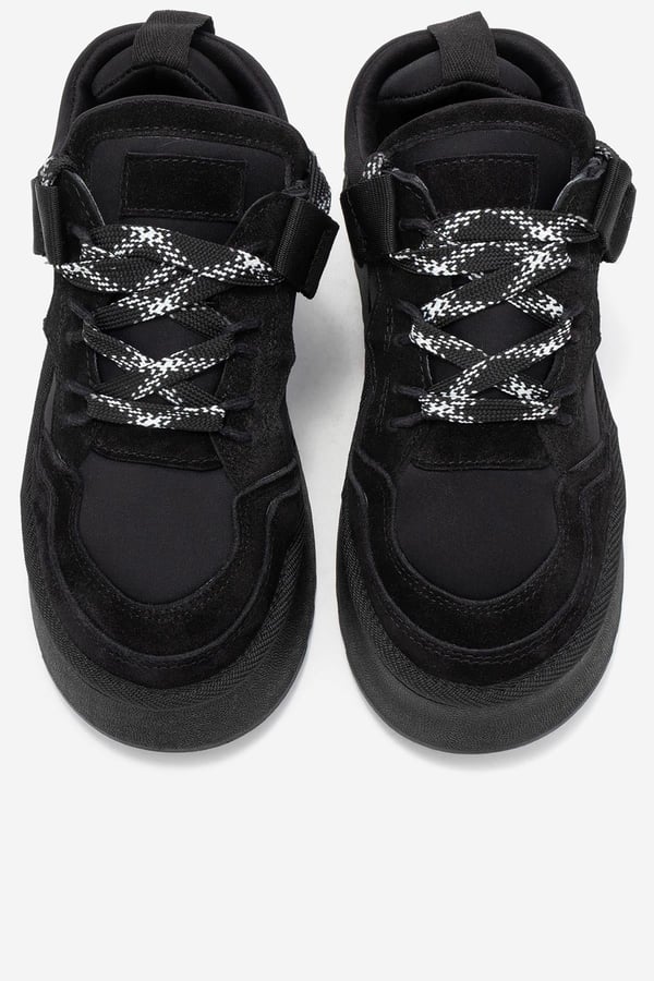 210-3001-4-SIYAH SUETRAVEN Siyah Süet Hakiki Deri Kadın Platform Sneaker
