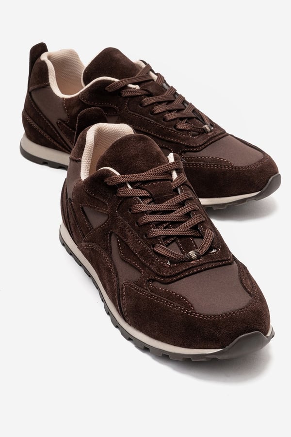 98-84144-2-KAHVERENGI SUETSAHRA Kahverengi Süet Hakiki Deri Kadın Sneaker