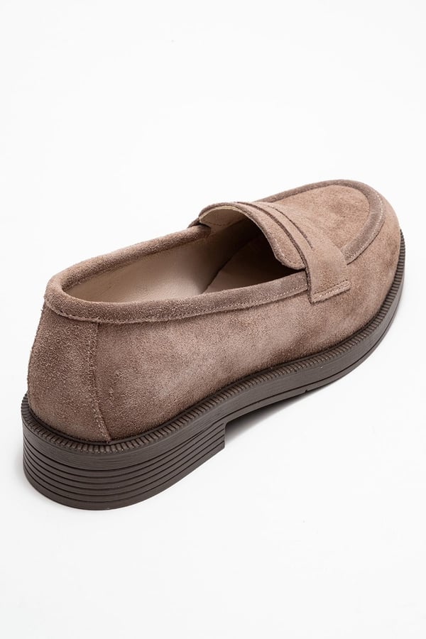139-03-11-VIZON SUETPLİNE Vizon Süet Hakiki Deri Kadın Loafer Ayakkabı