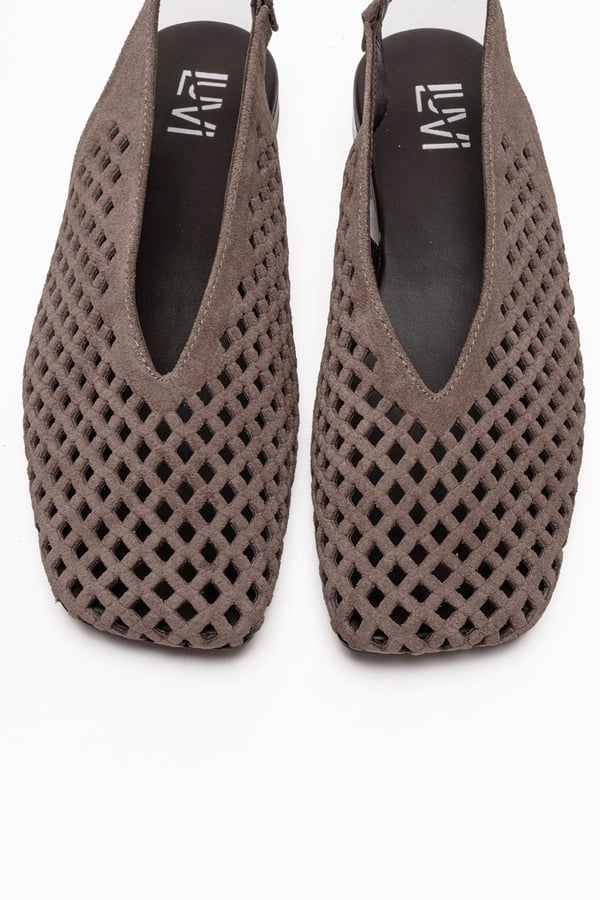 186-1224-3-VIZON SUETDELIZIA Vizon Süet Hakiki Deri Önü Kapalı Lazer Kesim Kadın Sandalet
