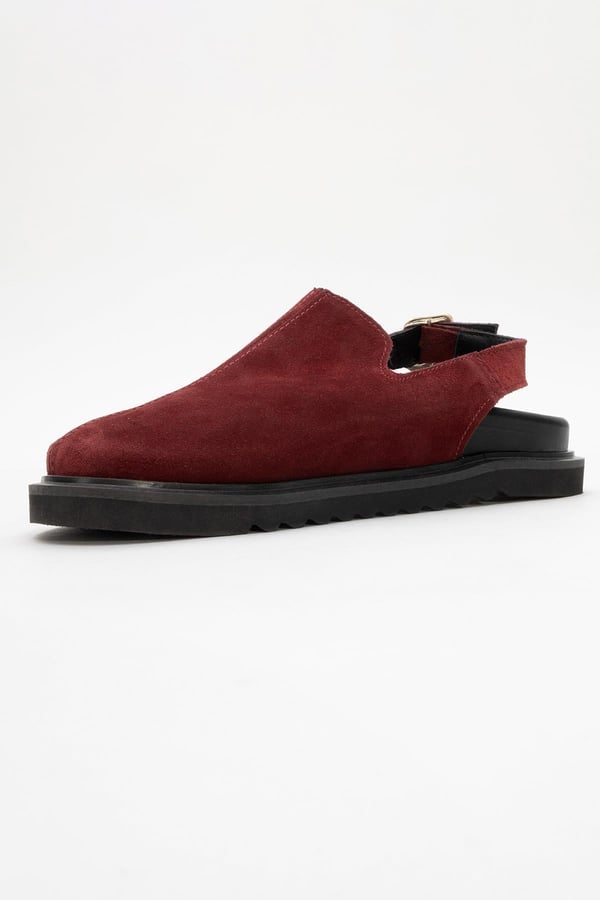 222-24049-7-BORDO SUETLABY Bordo Süet Hakiki Deri Kadın Sandalet