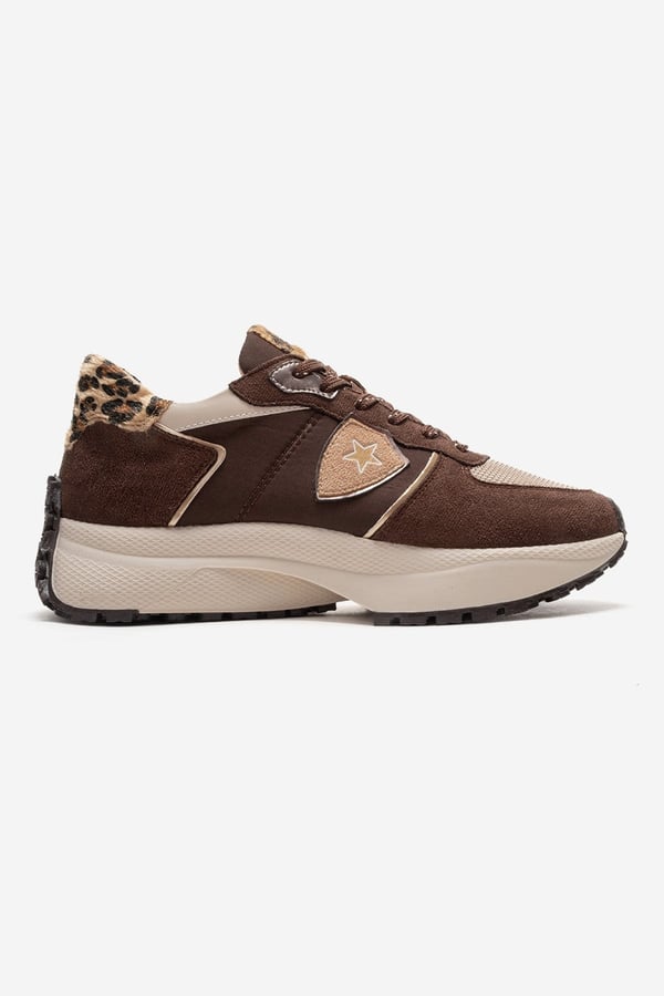 98-83154-3-KAHVERENGI SUETBIELLA Kahverengi Süet Desenli Kadın Sneaker