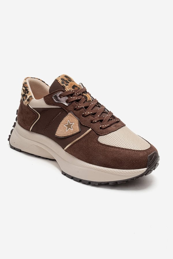 98-83154-3-KAHVERENGI SUETBIELLA Kahverengi Süet Desenli Kadın Sneaker