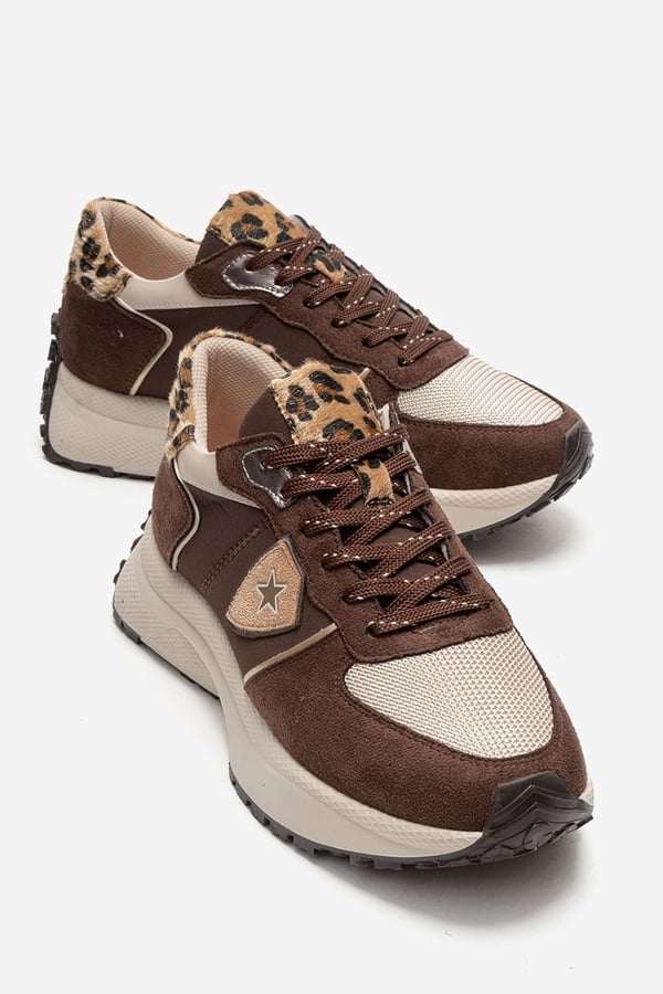 98-83154-3-KAHVERENGI SUETBIELLA Kahverengi Süet Desenli Kadın Sneaker
