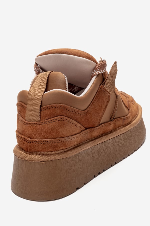 210-3001-3-TABA SUETRAVEN Taba Süet Hakiki Deri Kadın Platform Sneaker
