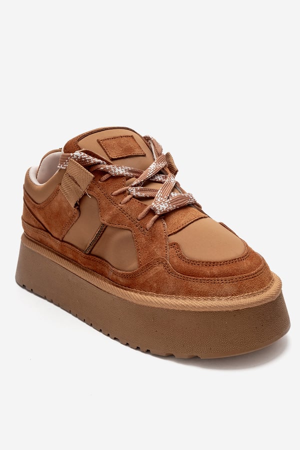 210-3001-3-TABA SUETRAVEN Taba Süet Hakiki Deri Kadın Platform Sneaker