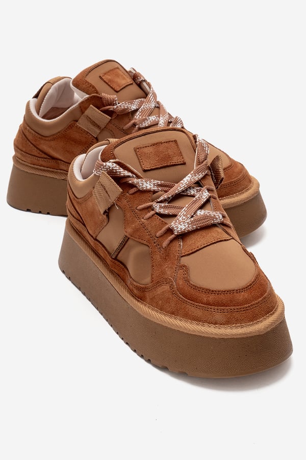 210-3001-3-TABA SUETRAVEN Taba Süet Hakiki Deri Kadın Platform Sneaker