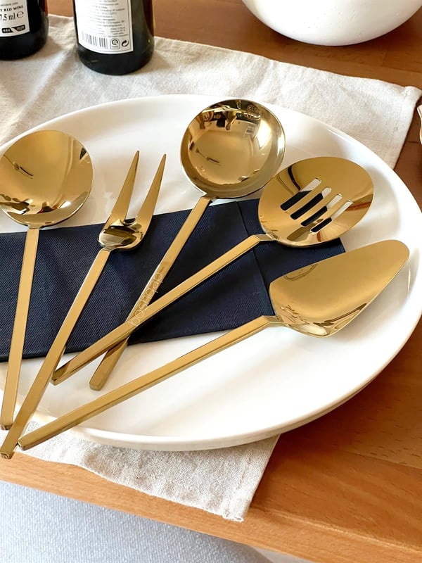  Britney 5 Parça Pasta Servis Seti Gold