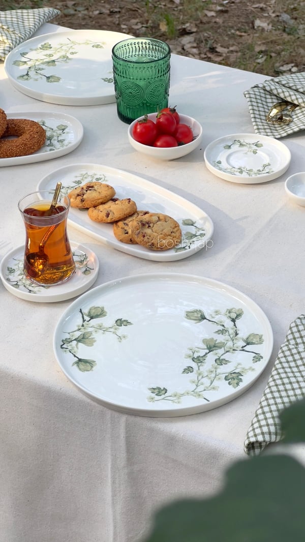  Parsha 6 Kişilik 29 Parça Porselen Kahvaltı Takımı Yeşil
