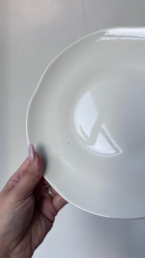 Asimetrik Porselen Outlet 6 Adet 20 cm Beyaz Pasta Tabağı 