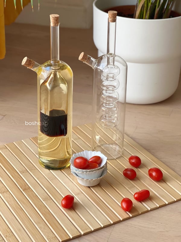 Çift Taraflı Kare Model Büyük Boy Cam Yağdanlık