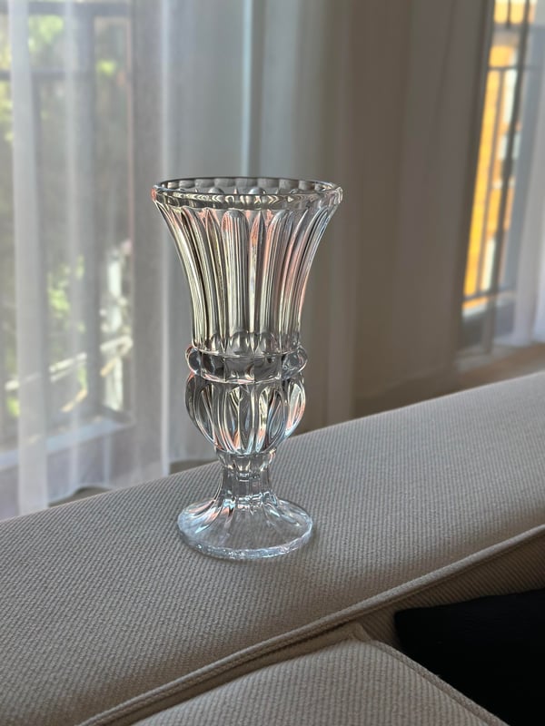 İthal Kristal Cam Orta Boy Şeffaf Vazo 